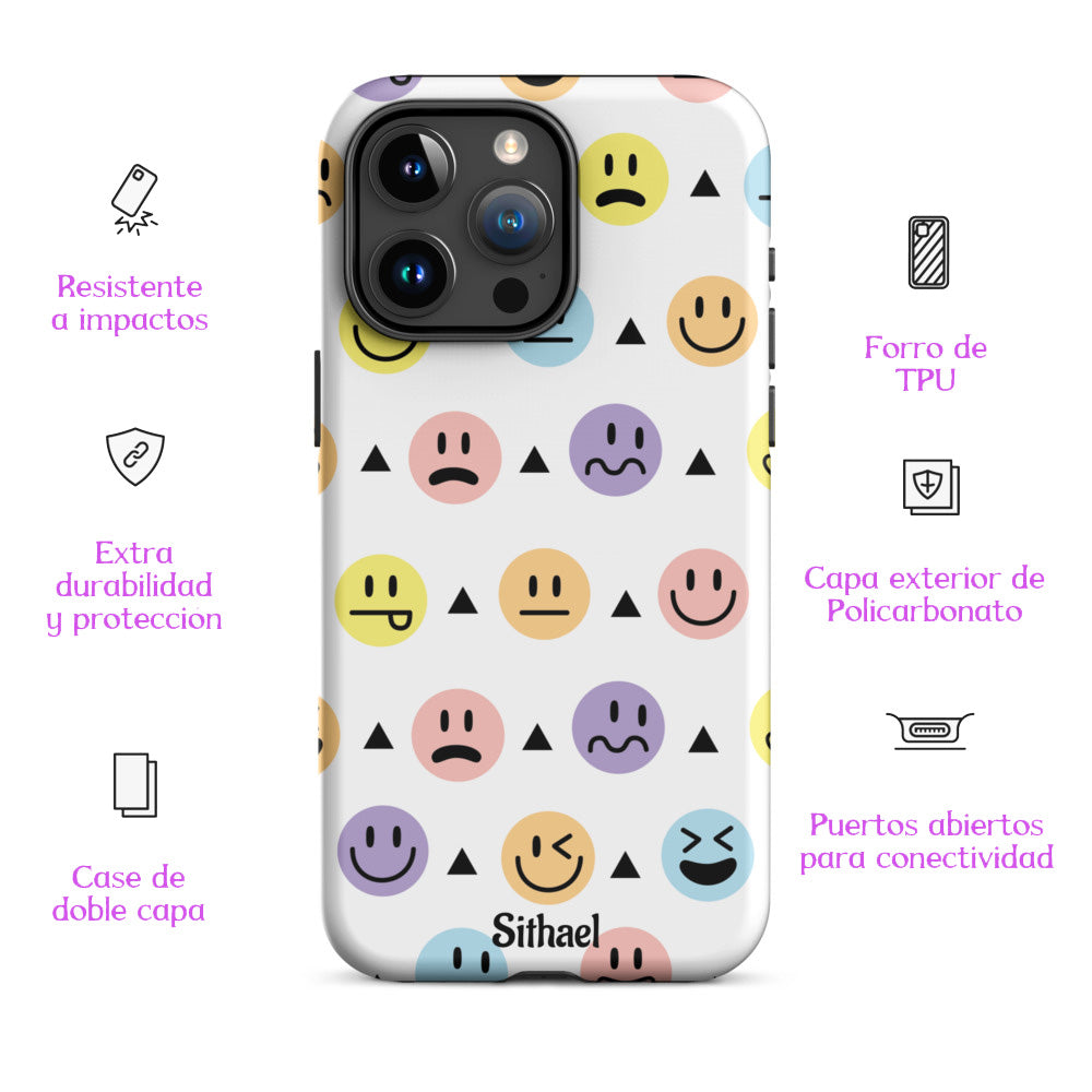 Emojis Pattern White - Case de doble capa