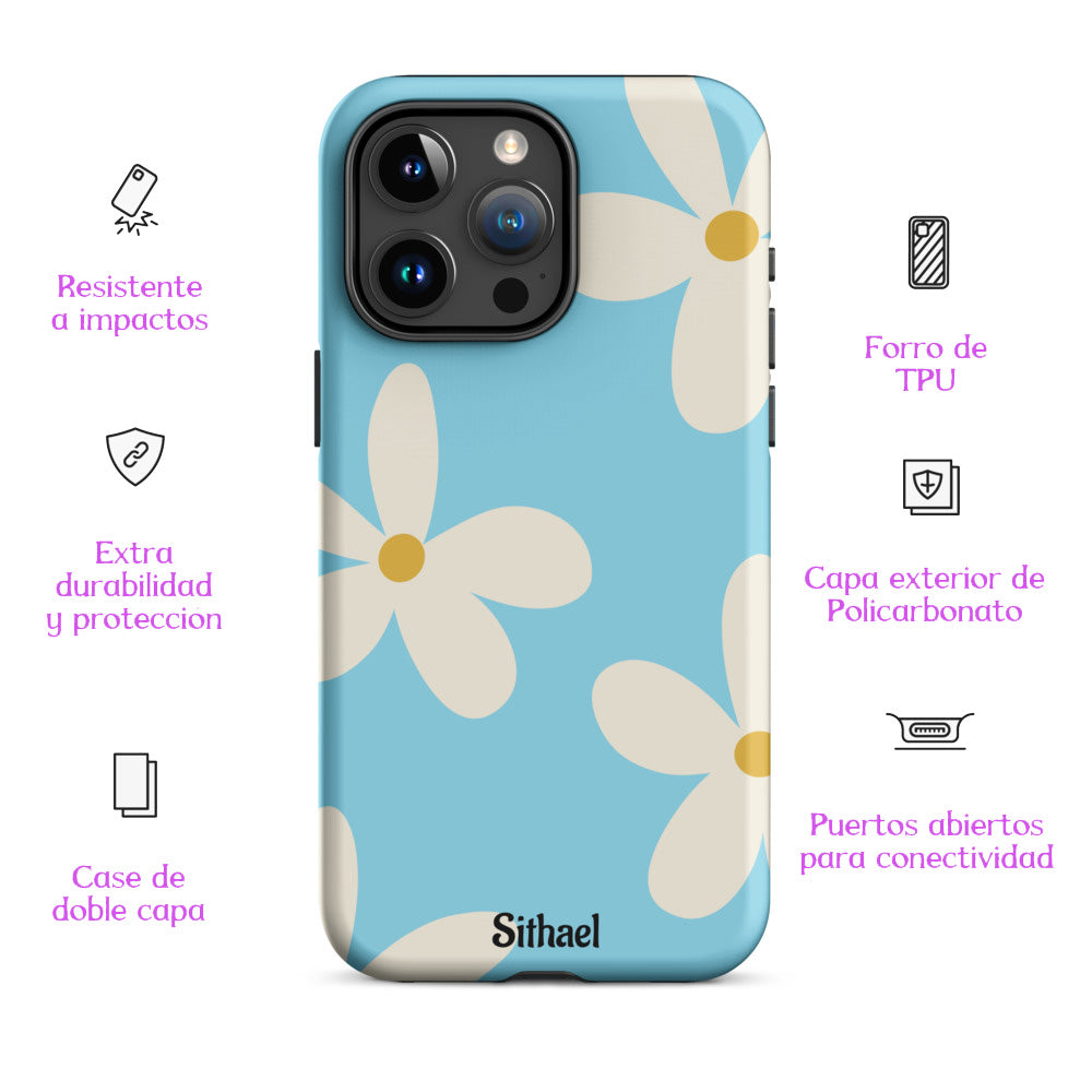 Blue Light Flowers - Case de doble capa