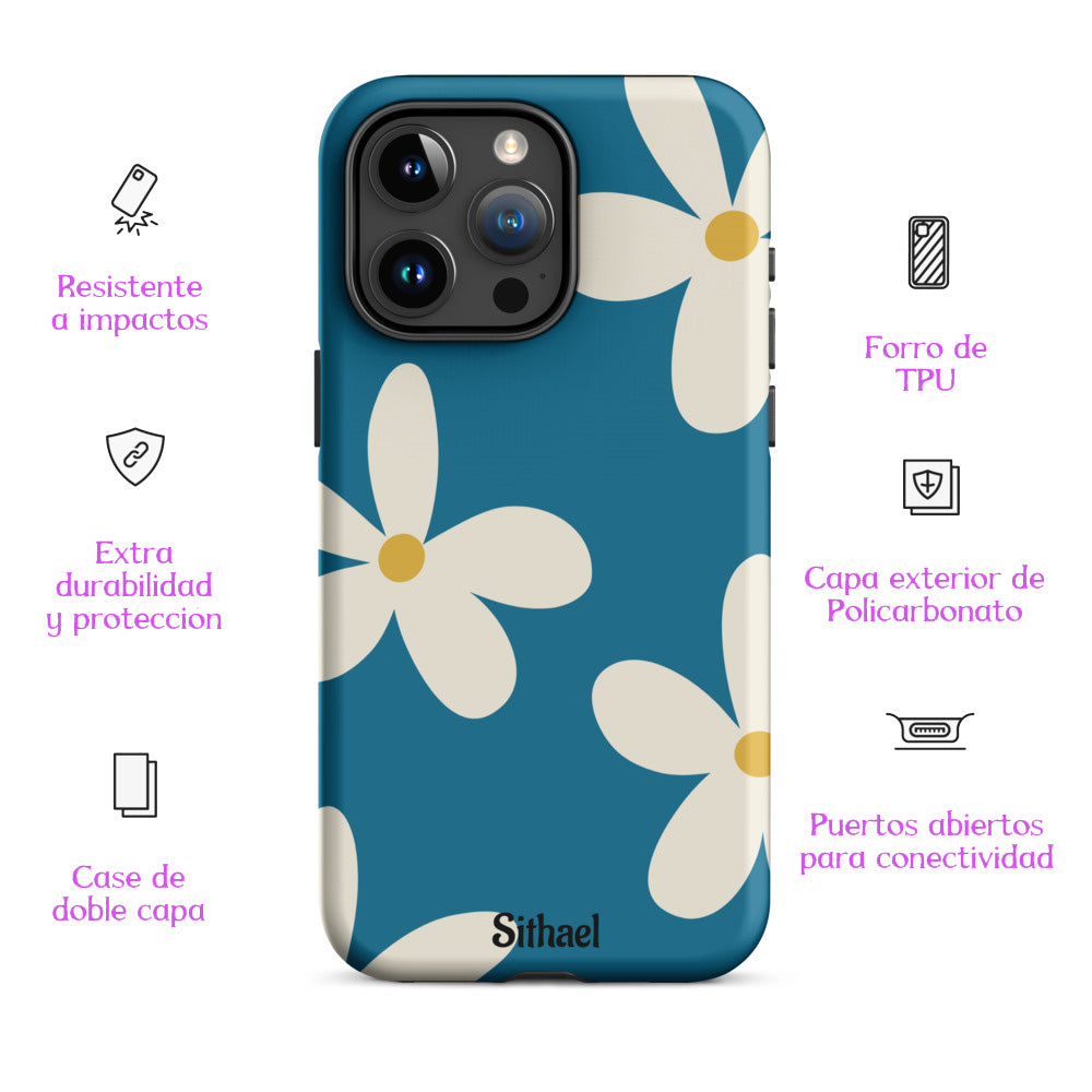 Aqua Flowers - Case de doble capa