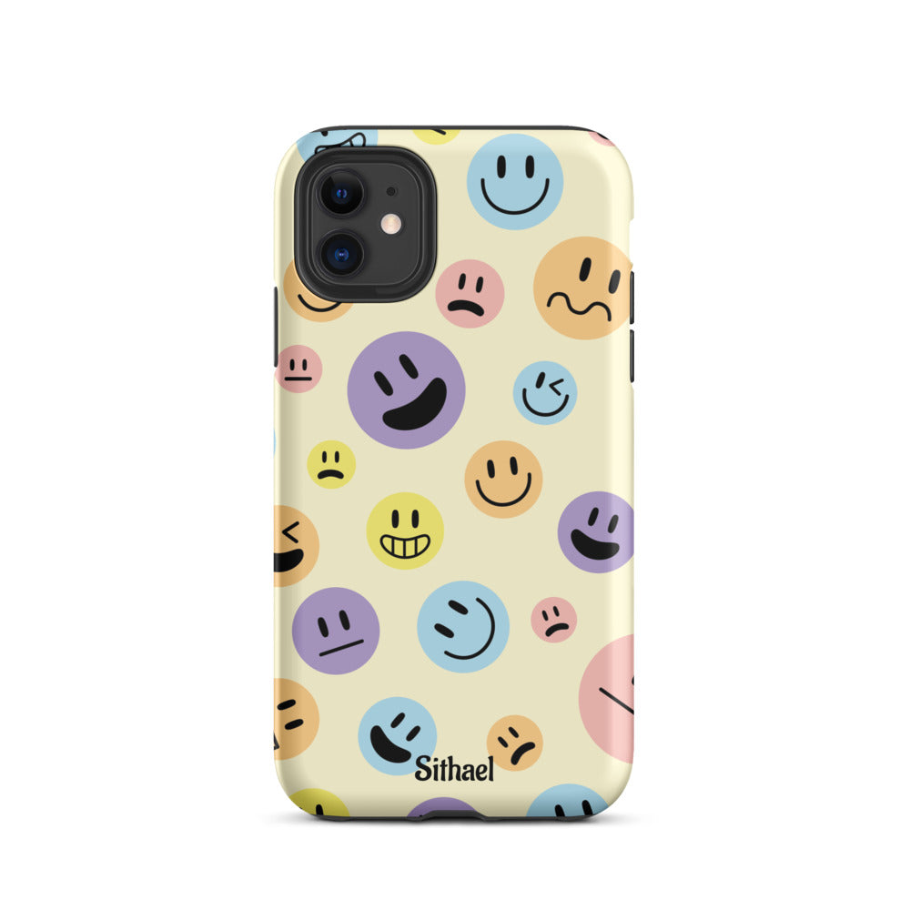 Emojis Pattern Cream - Case de doble capa