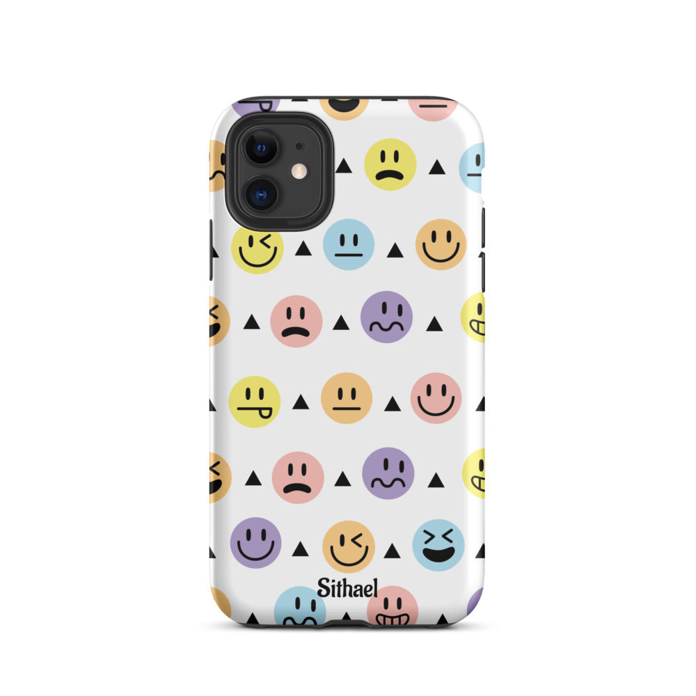 Emojis Pattern White - Case de doble capa