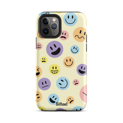 Emojis Pattern Cream - Case de doble capa