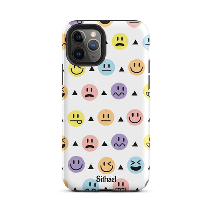 Emojis Pattern White - Case de doble capa