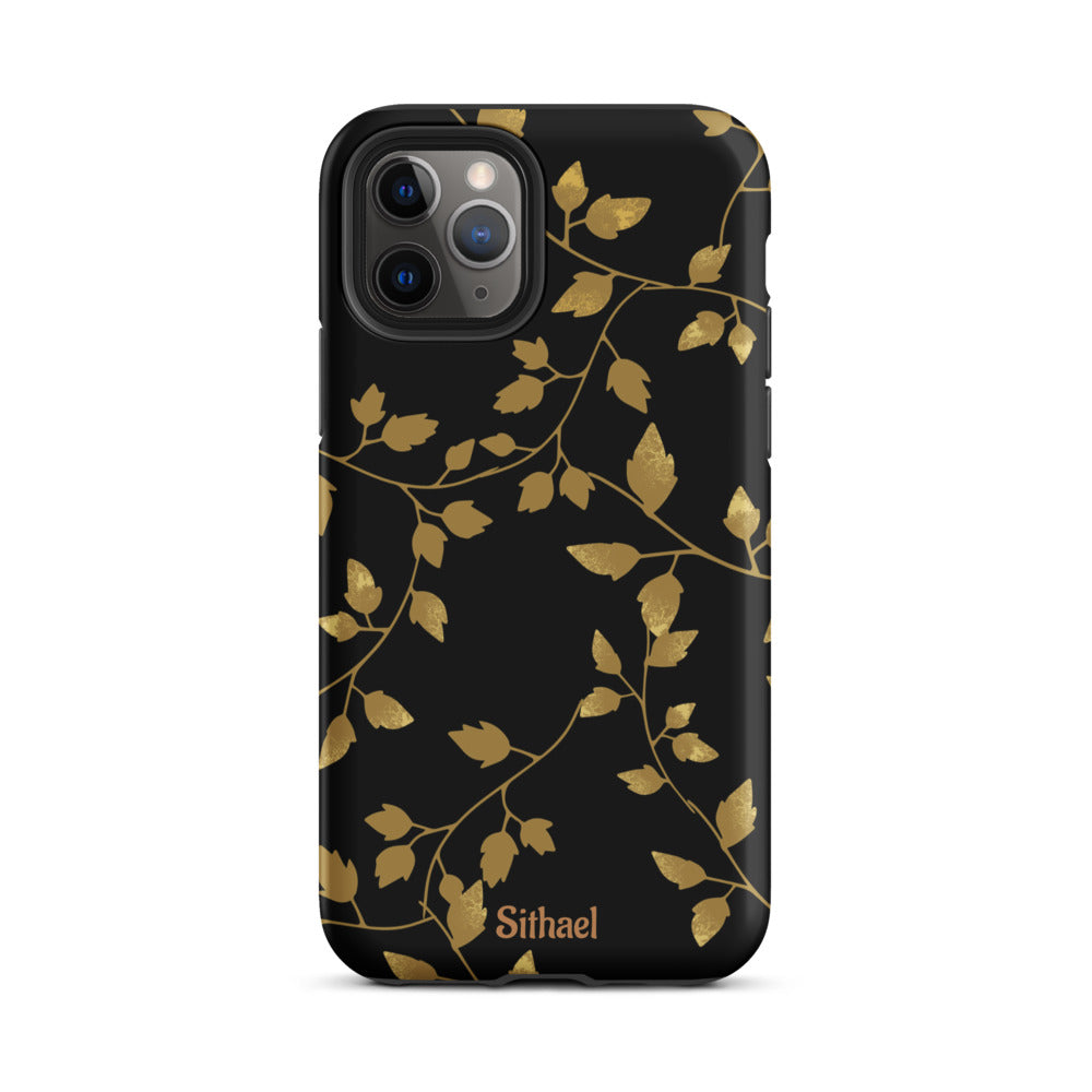 Golden Leaves Black - Case de doble capa