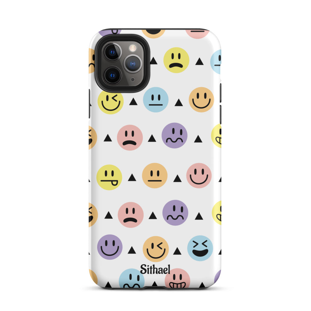 Emojis Pattern White - Case de doble capa