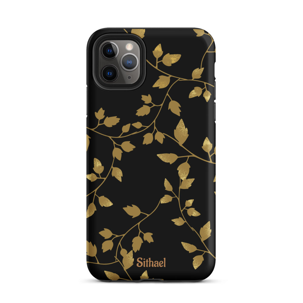 Golden Leaves Black - Case de doble capa