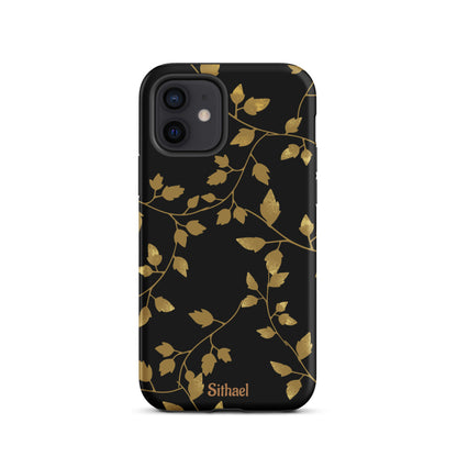 Golden Leaves Black - Case de doble capa