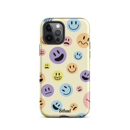 Emojis Pattern Cream - Case de doble capa