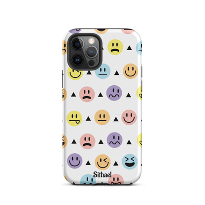 Emojis Pattern White - Case de doble capa