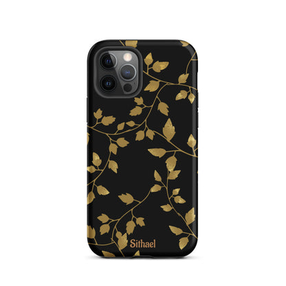 Golden Leaves Black - Case de doble capa