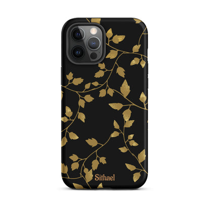 Golden Leaves Black - Case de doble capa