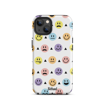 Emojis Pattern White - Case de doble capa