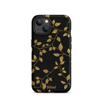 Golden Leaves Black - Case de doble capa