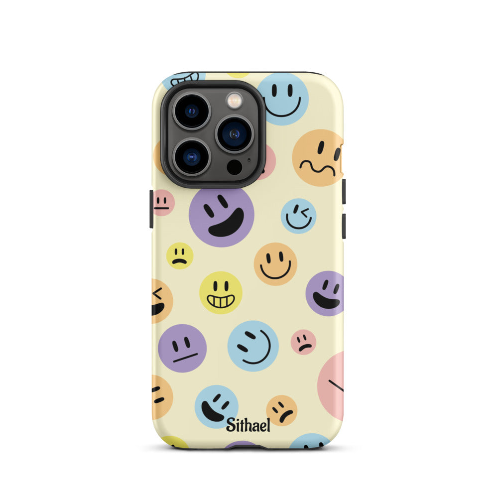 Emojis Pattern Cream - Case de doble capa