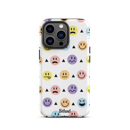 Emojis Pattern White - Case de doble capa