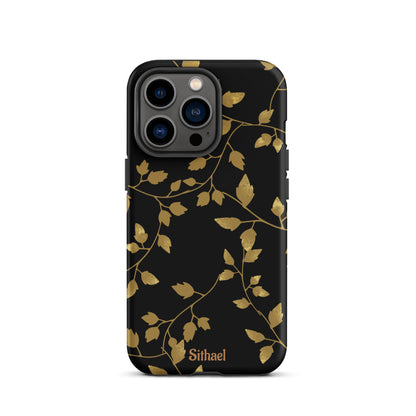 Golden Leaves Black - Case de doble capa