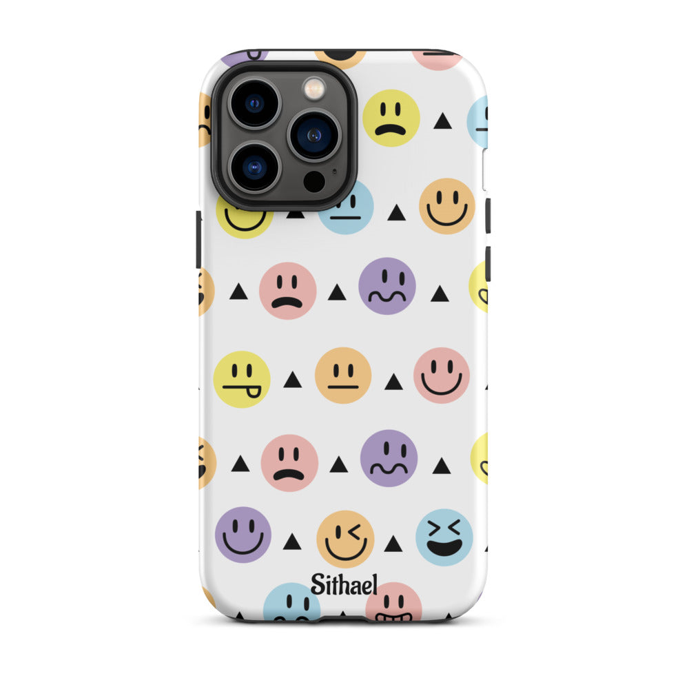 Emojis Pattern White - Case de doble capa