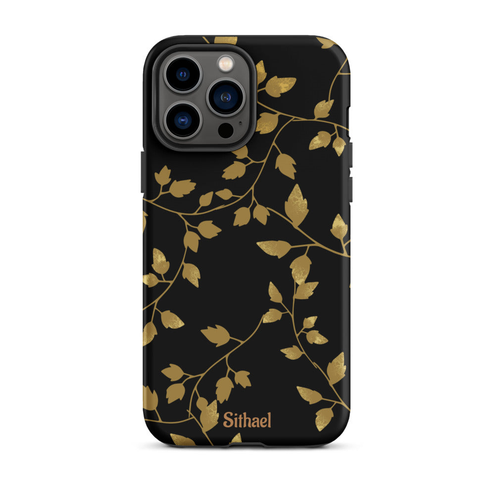 Golden Leaves Black - Case de doble capa