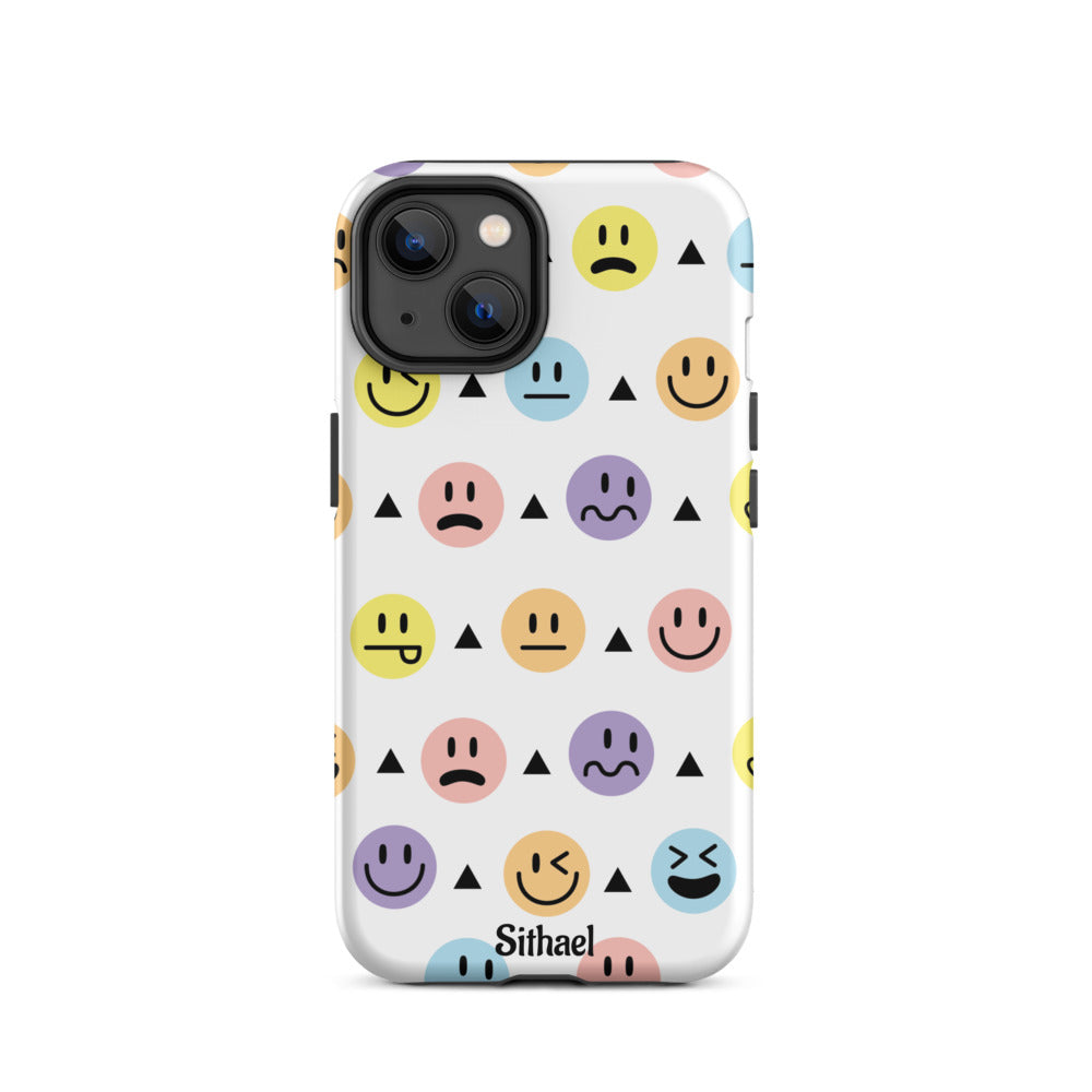 Emojis Pattern White - Case de doble capa