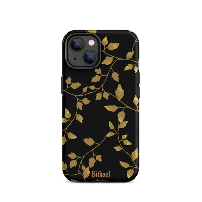 Golden Leaves Black - Case de doble capa