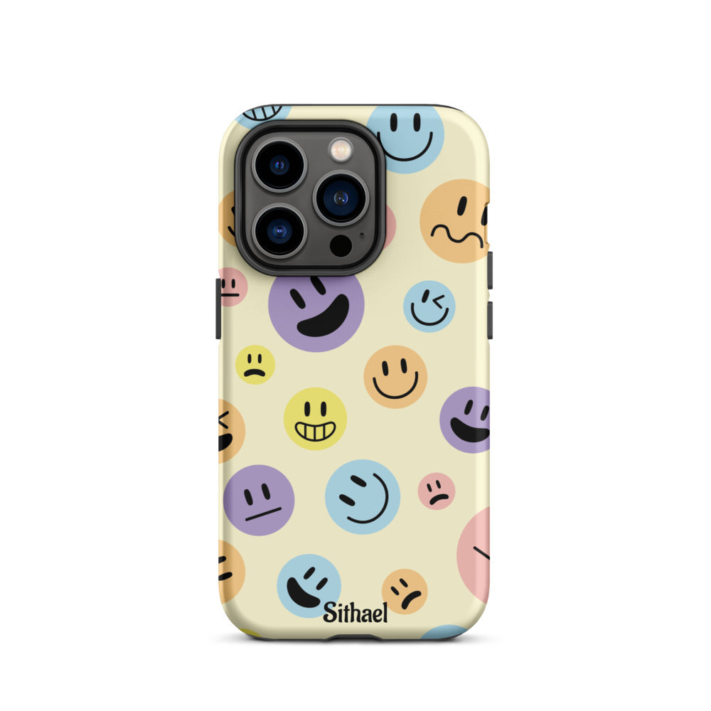 Emojis Pattern Cream - Case de doble capa