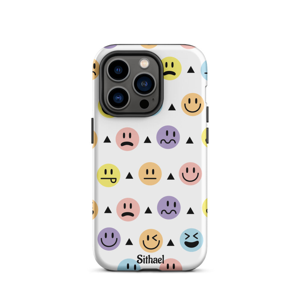 Emojis Pattern White - Case de doble capa