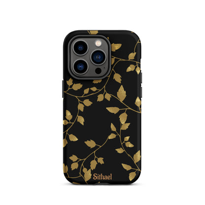 Golden Leaves Black - Case de doble capa