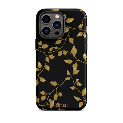 Golden Leaves Black - Case de doble capa