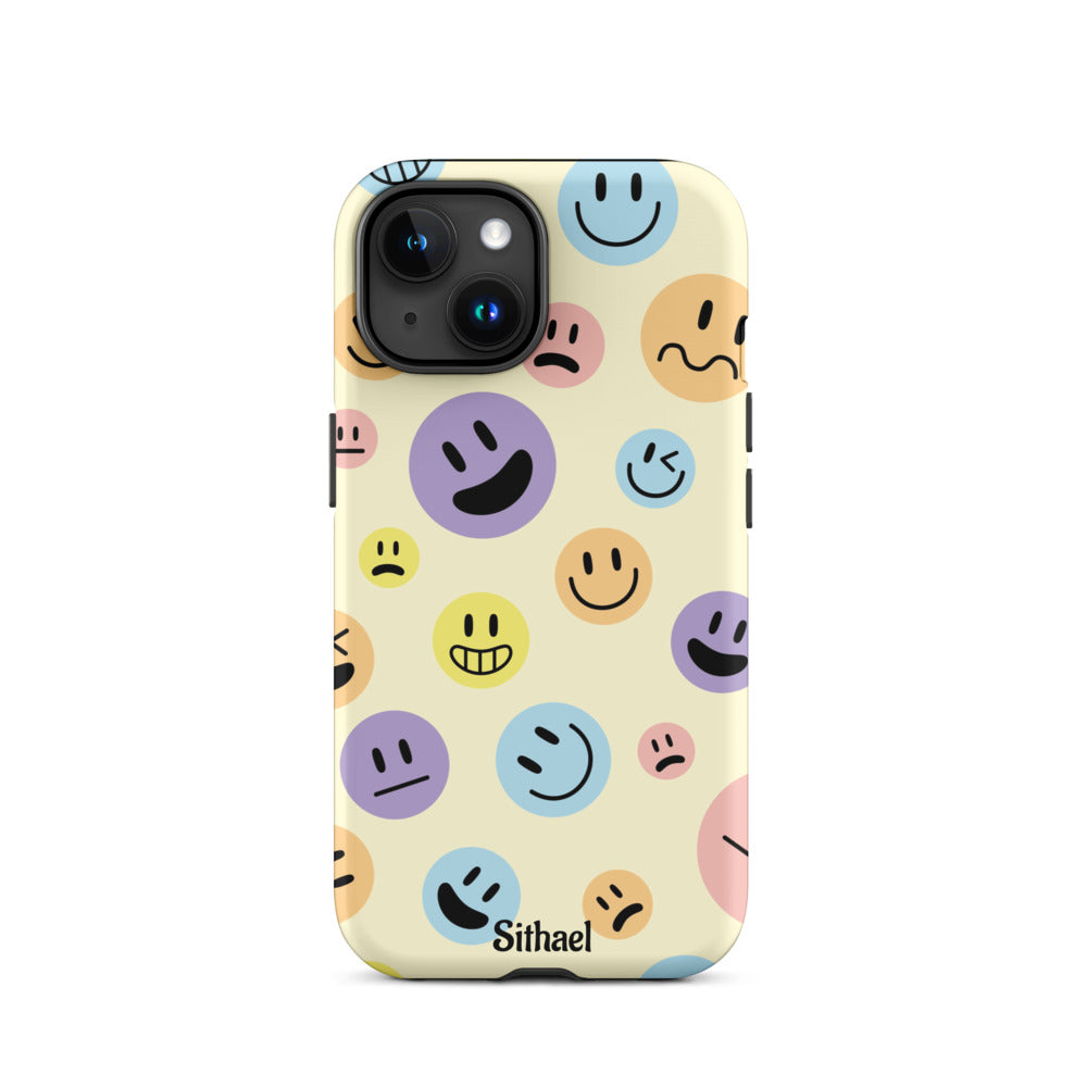 Emojis Pattern Cream - Case de doble capa