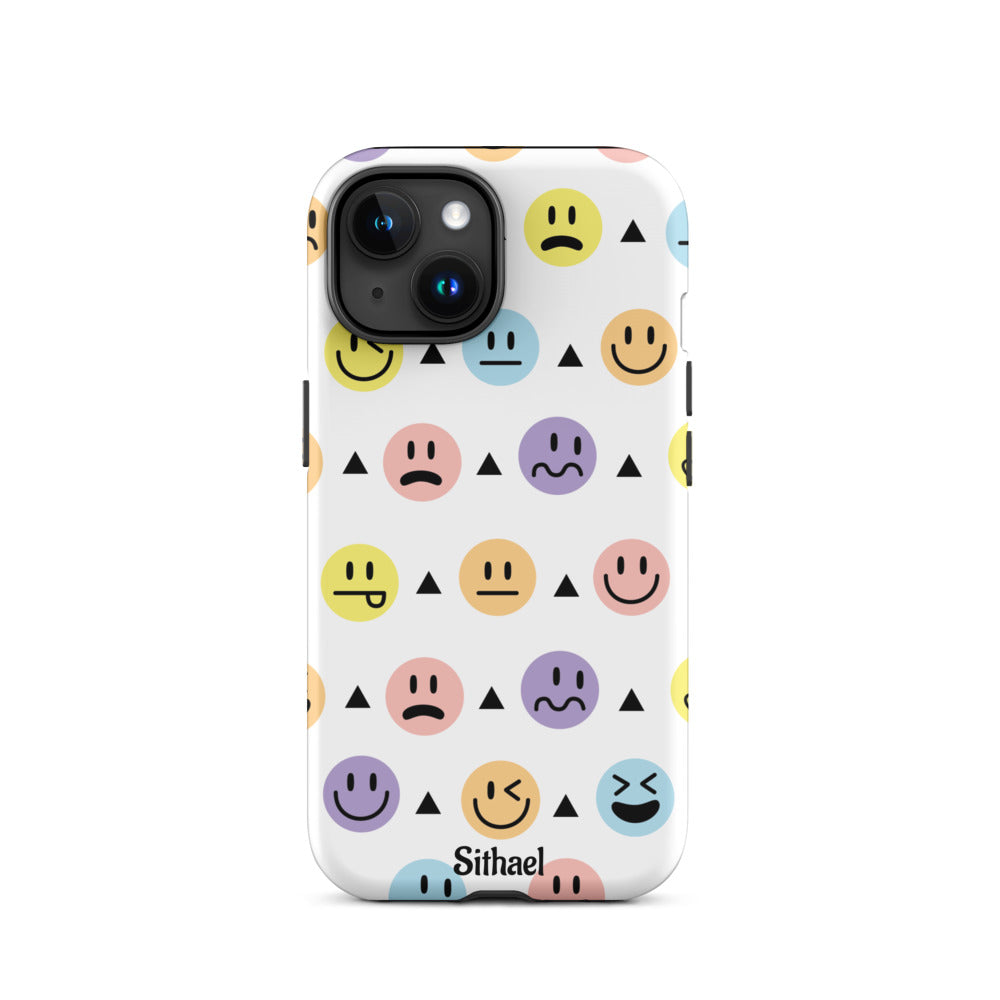 Emojis Pattern White - Case de doble capa