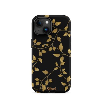 Golden Leaves Black - Case de doble capa