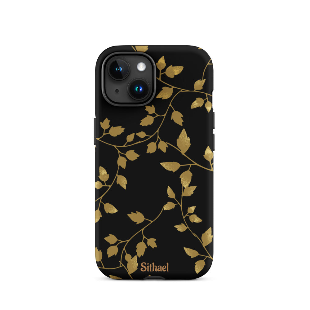 Golden Leaves Black - Case de doble capa