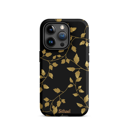 Golden Leaves Black - Case de doble capa