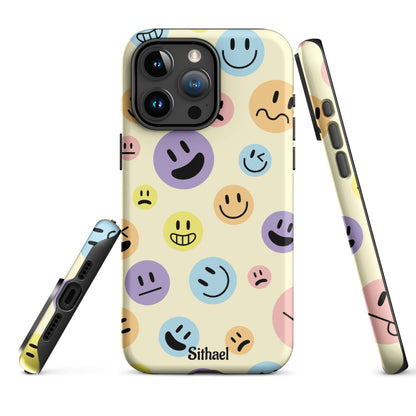 Emojis Pattern Cream - Case de doble capa