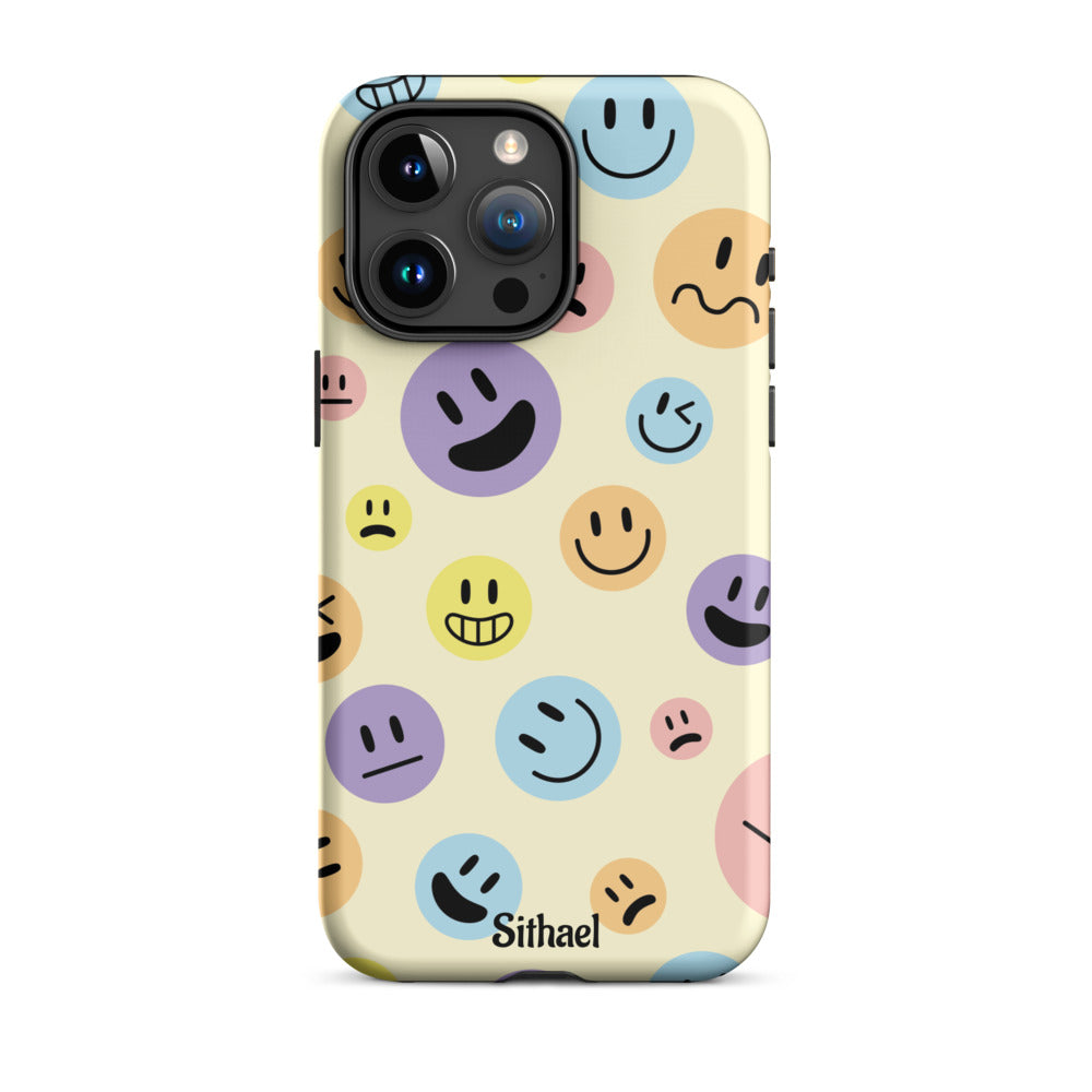 Emojis Pattern Cream - Case de doble capa