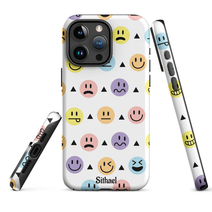 Emojis Pattern White - Case de doble capa