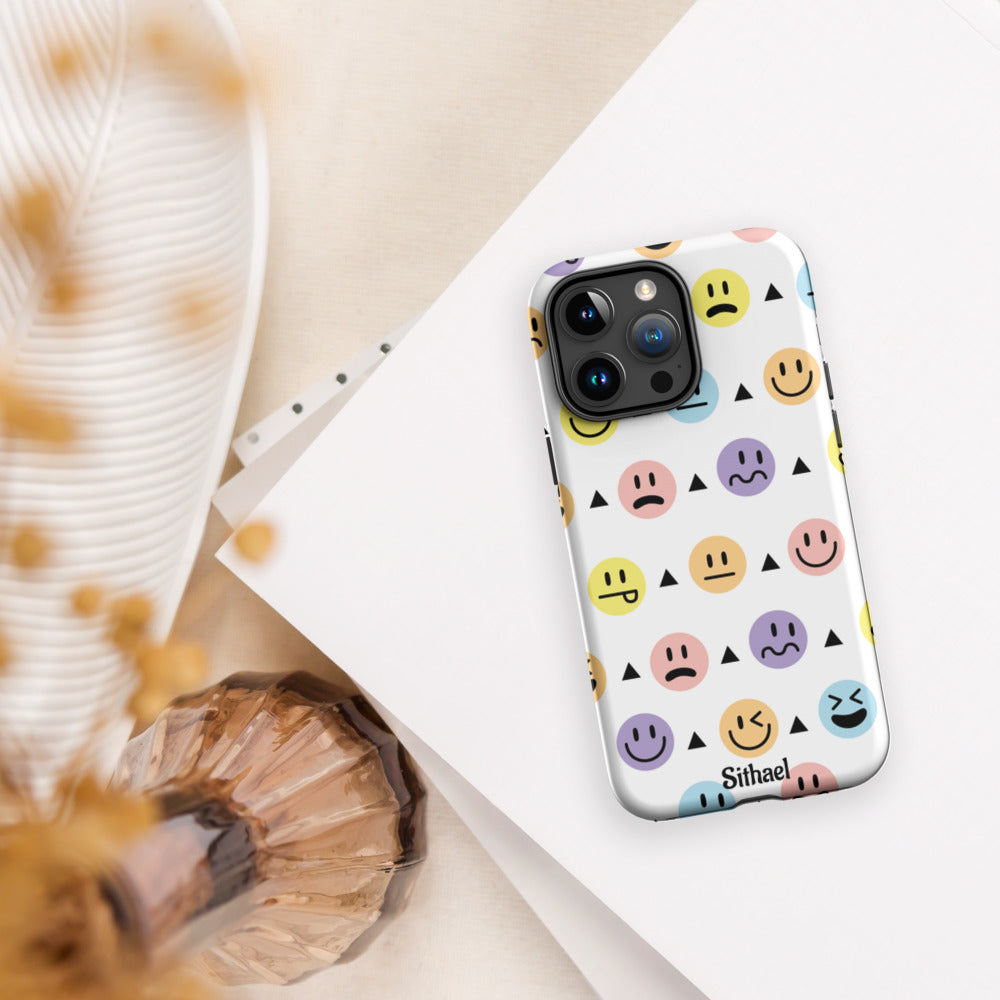 Emojis Pattern White - Case de doble capa