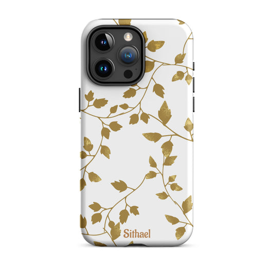 Golden Leaves White - Case de doble capa