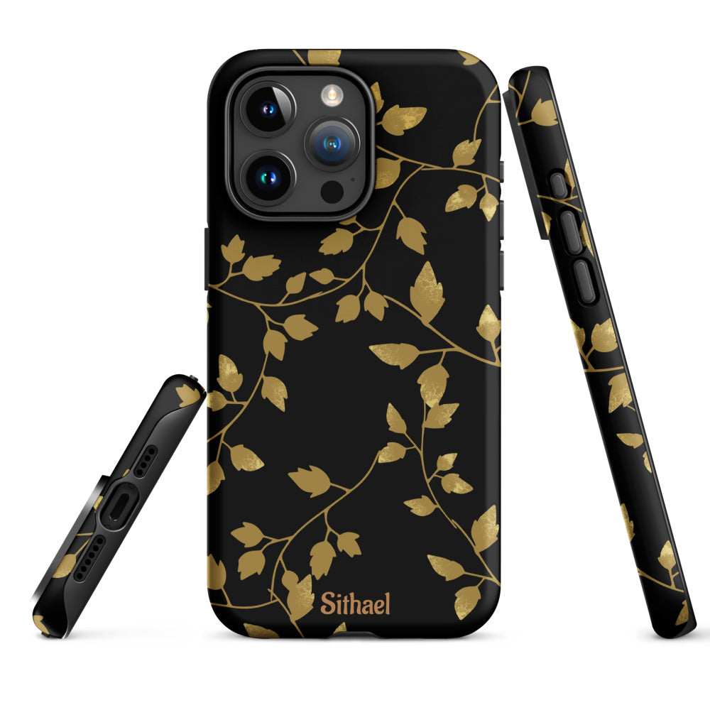 Golden Leaves Black - Case de doble capa