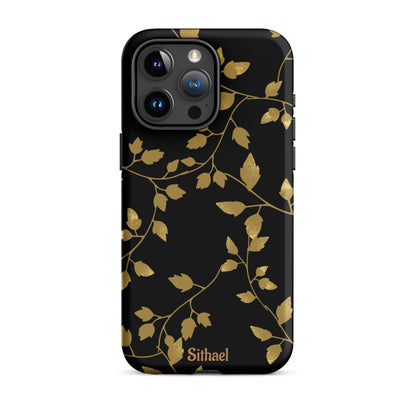 Golden Leaves Black - Case de doble capa