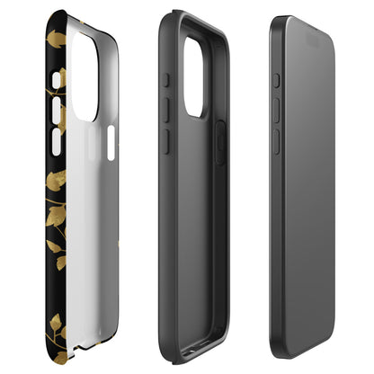 Golden Leaves Black - Case de doble capa